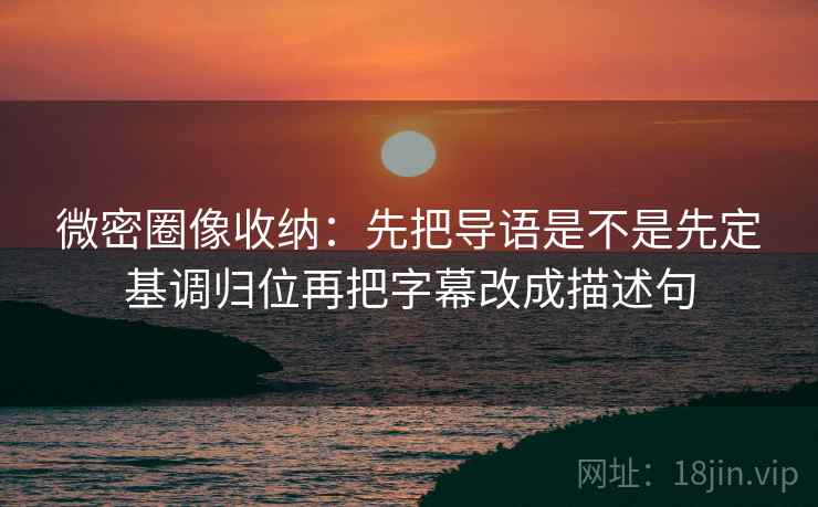 微密圈像收纳：先把导语是不是先定基调归位再把字幕改成描述句