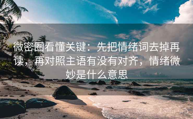 微密圈看懂关键：先把情绪词去掉再读，再对照主语有没有对齐，情绪微妙是什么意思
